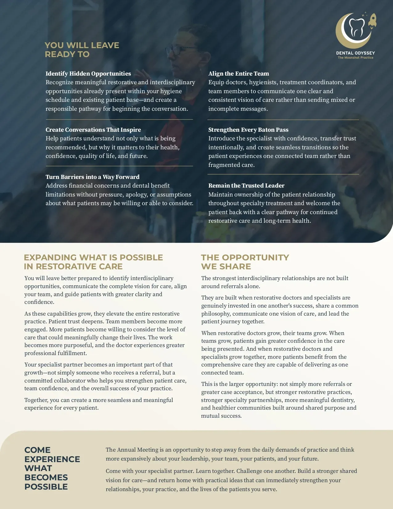 Exclusive Breakout for Restorative Doctors - 2026 Annual Meeting